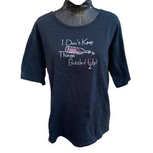 ANVIL Rhinestone wine shirt black size Large